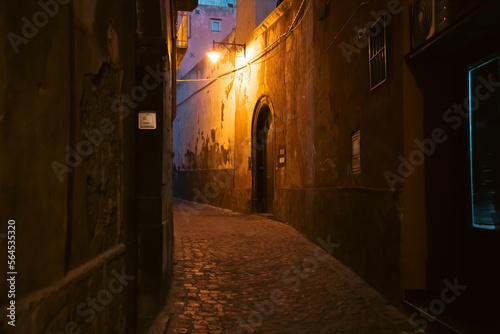 Procida street with night lights. © erika8213