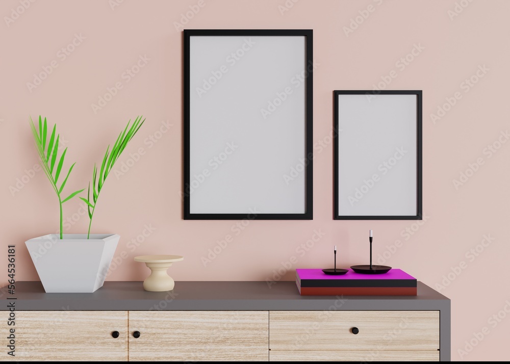 Design 3d rendering interior mockup