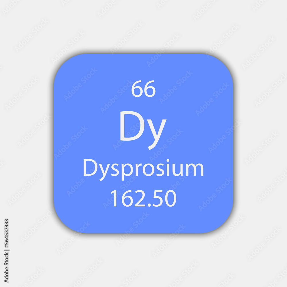 Dysprosium symbol. Chemical element of the periodic table. Vector illustration.