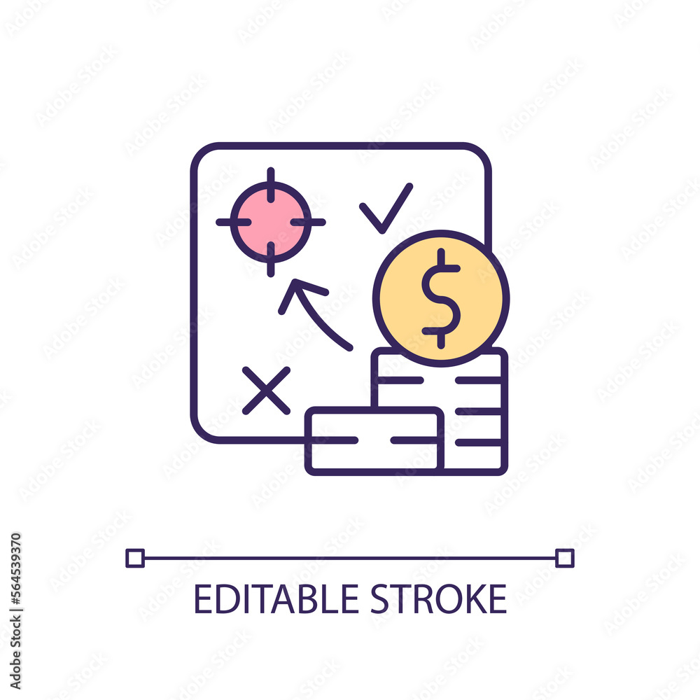 Maintain financial goals RGB color icon. Business development strategy. Successful money investment profit. Isolated vector illustration. Simple filled line drawing. Editable stroke Maintain financial goals RGB color icon. Business development strategy. Successful money investment profit. Isolated vector illustration. Simple filled line drawing. Editable stroke