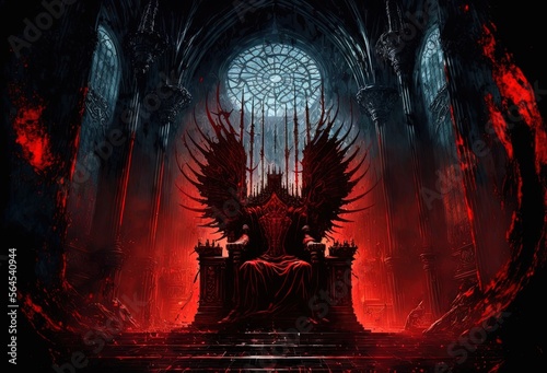 illustration of the hell throne hall with a throne Generative Ai