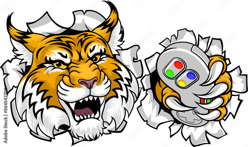 Obraz premium Wildcat Bobcat Gamer Video Game Animal Team Mascot
