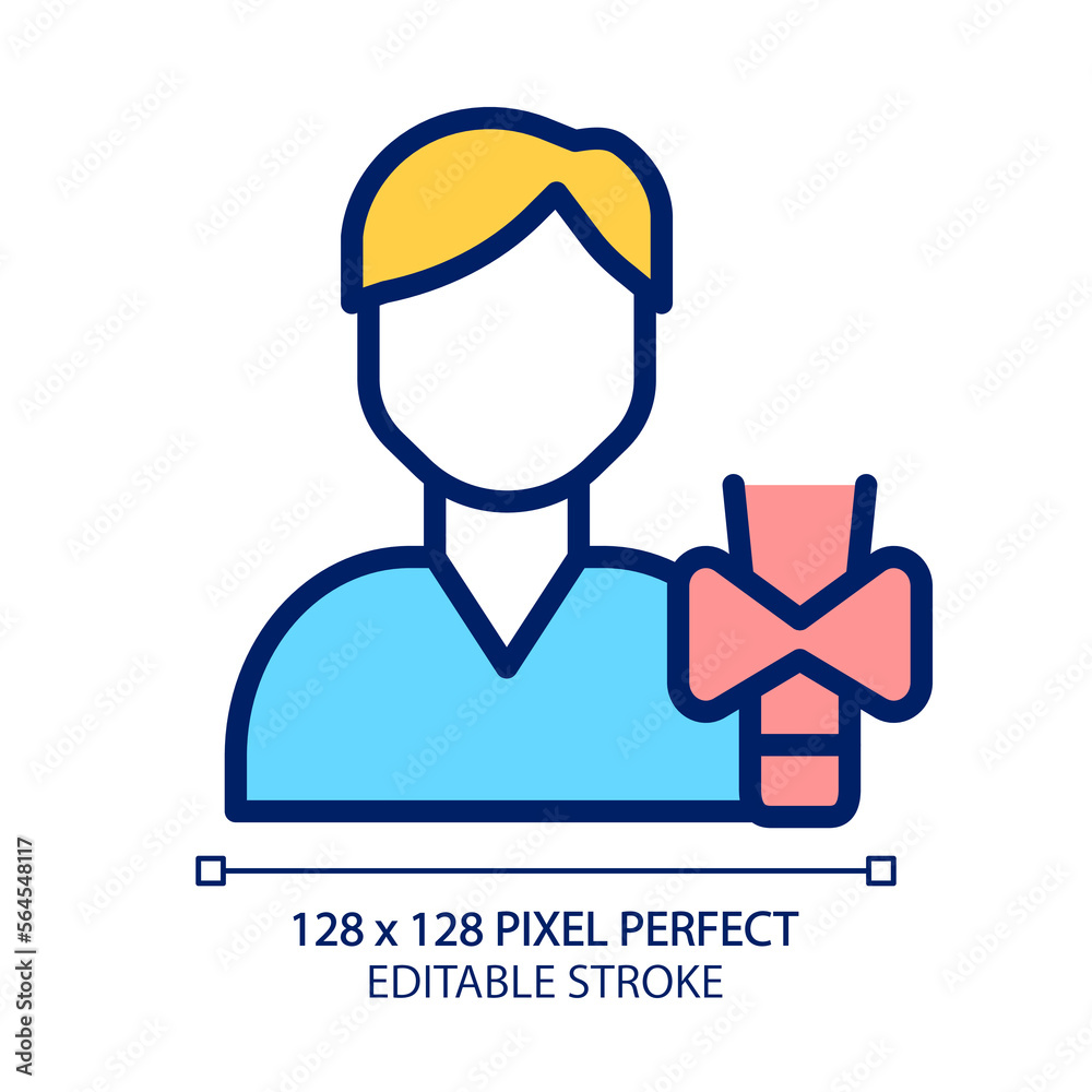 Endocrinology pixel perfect RGB color icon. Endocrine system. Thyroid gland disorders and treatment. Clinic service. Isolated vector illustration. Simple filled line drawing. Editable stroke Endocrinology pixel perfect RGB color icon. Endocrine system. Thyroid gland disorders and treatment. Clinic service. Isolated vector illustration. Simple filled line drawing. Editable stroke