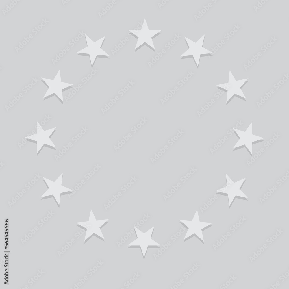 Grey stars in a circle with shadow. European Union icon Grey stars in a circle with shadow. European Union icon
