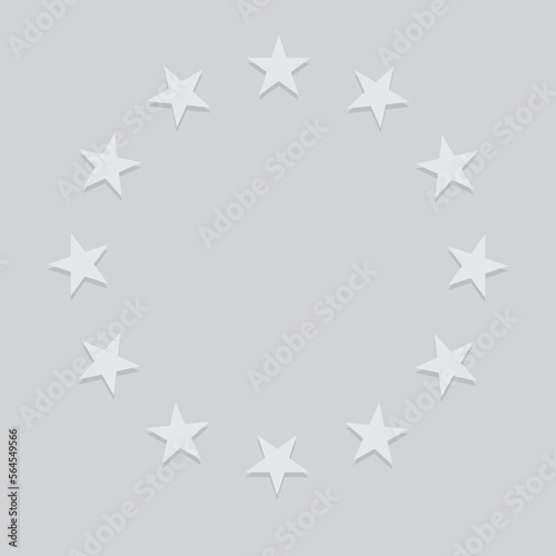 Grey stars in a circle with shadow. European Union icon