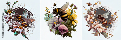 Save the bees - Spring honey bees, and flowers