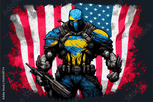 Ukraine flag patriot illustration design, ukrainian patriotism flags, Generative AI