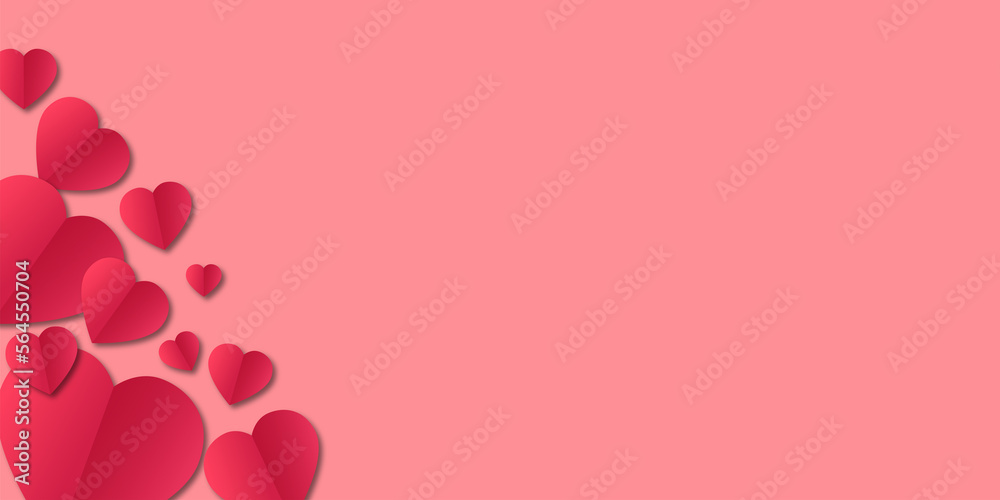 Valentine's day background. 14 February valentine paper cut heart isolated.