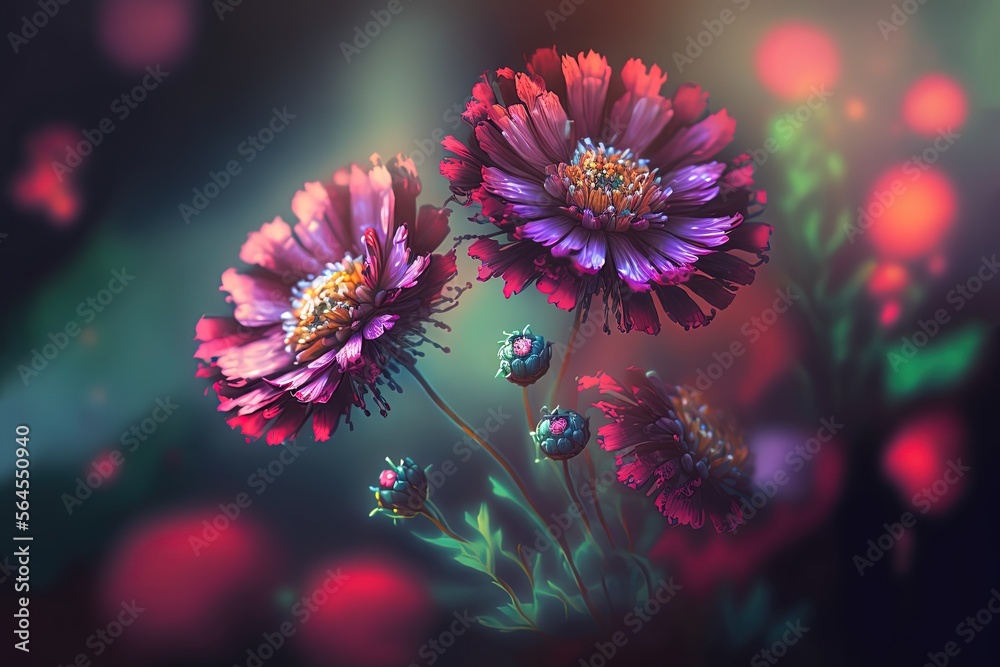 pink purple flower in mist foggy day, Generative Ai pink purple flower in mist foggy day, Generative Ai