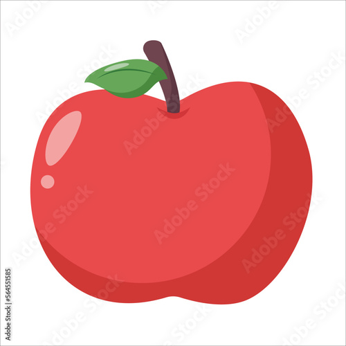 red apple with leaf vector illustration