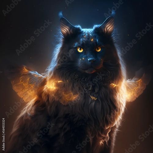 Mainecoon Black Cat Spirit Painting 1