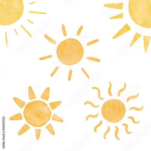 Yellow ink shiny weather sun set vector illustration watercolor style.
