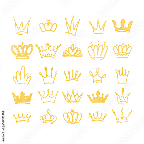 Set of watercolor crowns for your design. Vector illustration.