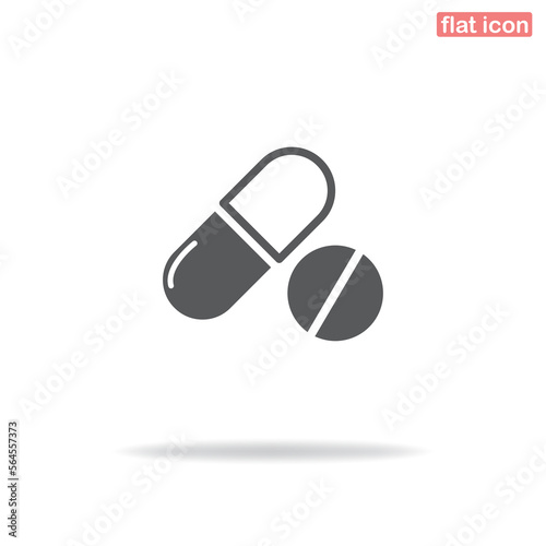 Simple vector icon of medical pills. Silhouette icon. Minimalistic style.

