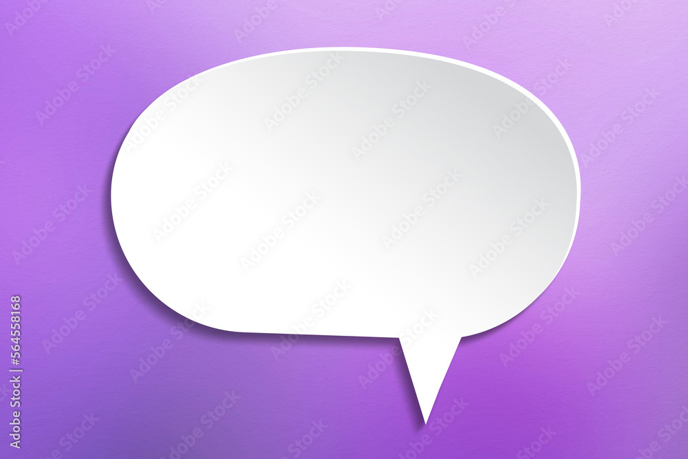 Empty white speech bubble on purple background Empty white speech bubble on purple background