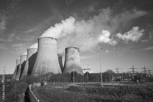Steam rising from cooling towers at Ratcliffe on Soar coal fired power station, Nottinghamshire, UK photo