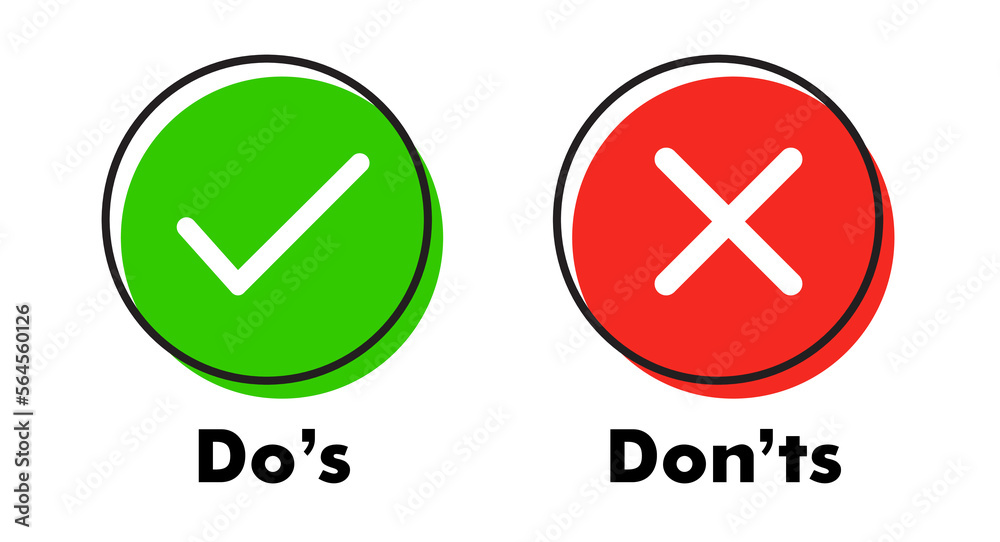 Do's And Don'ts Vector Icon Red Green Illustration Do's And Don'ts Vector Icon Red Green Illustration
