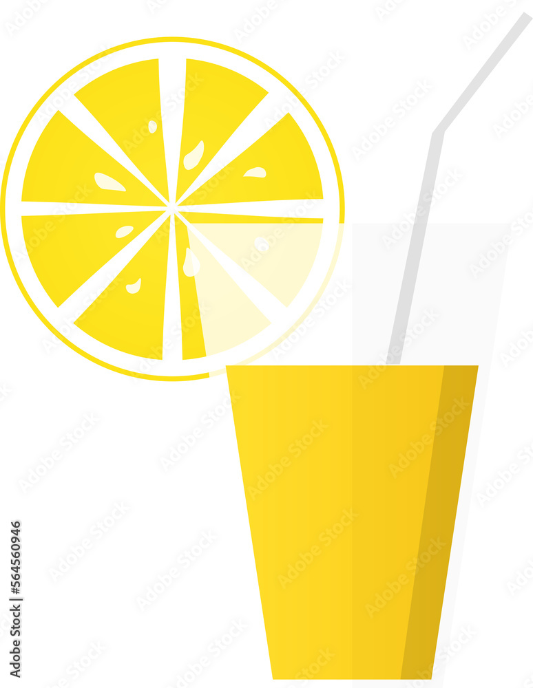 Juice glass icon with lemon slice. Flat design. long shadow. Vector Juice glass icon with lemon slice. Flat design. long shadow. Vector