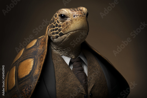 Portrait of a Tortoise dressed in a formal business suit, Generative AI