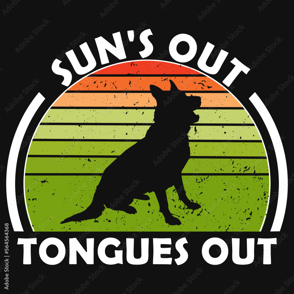 Sun's out tongues out dog tshirt design