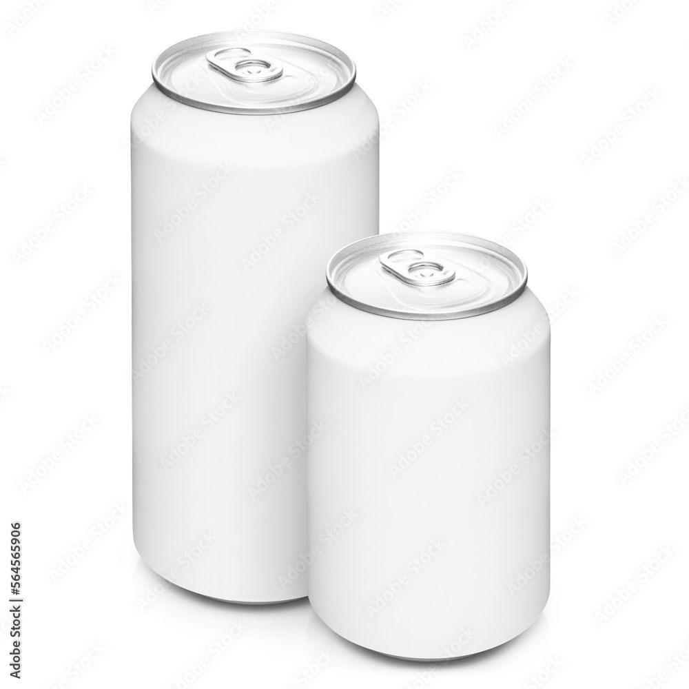 White 500ml and 330ml aluminium cans, isolated on white background White 500ml and 330ml aluminium cans, isolated on white background