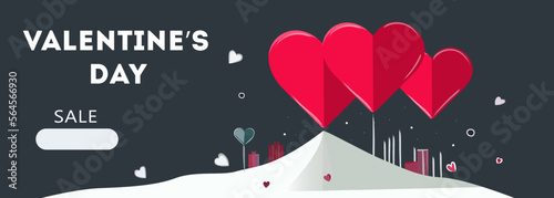 Valentine's day sale background.Romantic composition with hearts. Vector illustration for website, posters, ads, coupons, promotional materials.