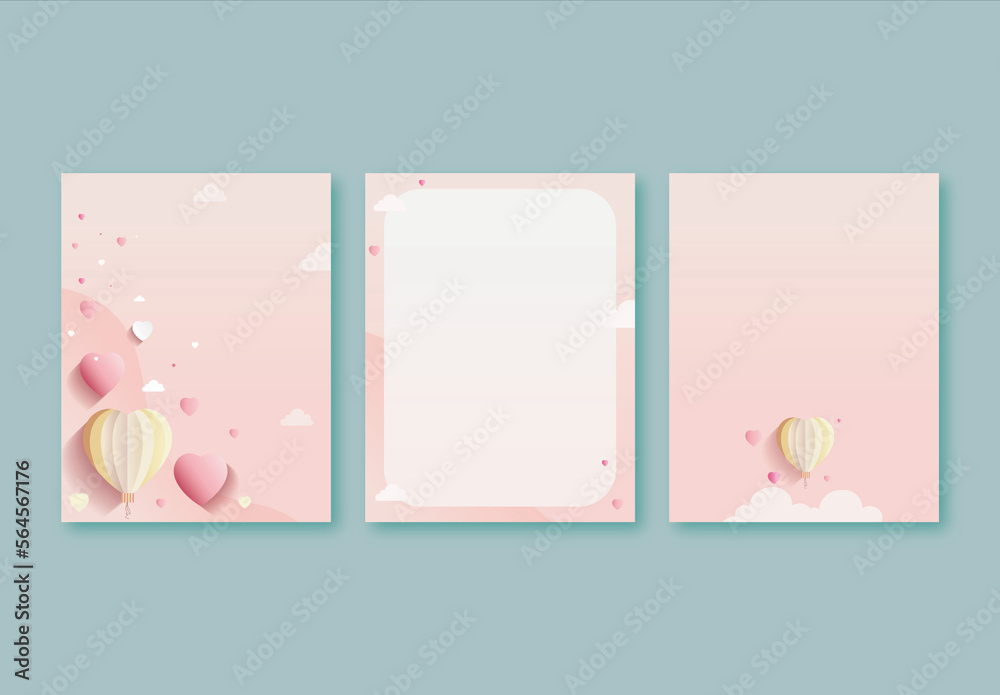 Valentines Day or Love Greeting Card Layout with Origami and Red Heart ...