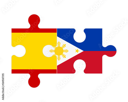 Puzzle of flags of Spain and Philippines, vector