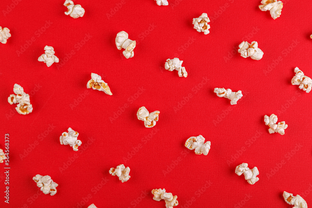 popcorn macro on a red background popcorn macro on a red background