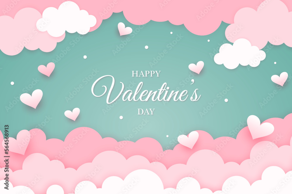 Valentines day background with heart in paper cut design