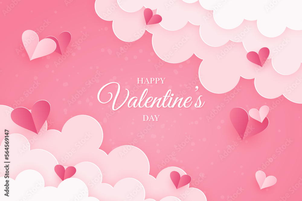 Valentines day background with heart in paper cut design