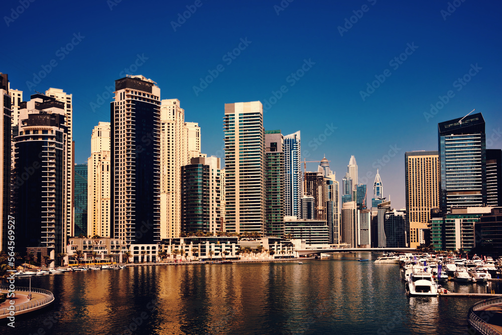 Fototapeta premium Dubai city downtown, modern architecture with skyscrapers