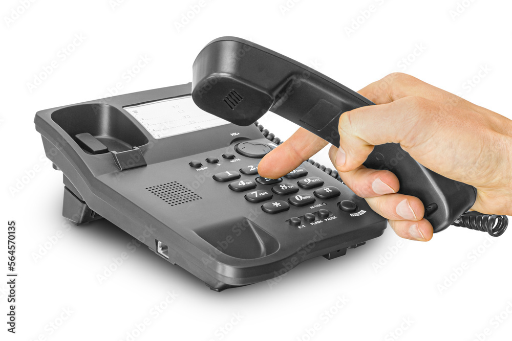 Office telephone with hand and dialing finger. Phone concept. png transparent Office telephone with hand and dialing finger. Phone concept. png transparent