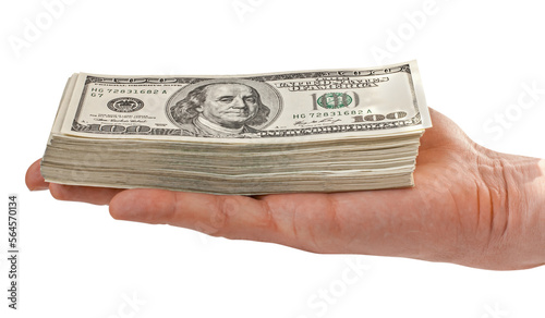 Fotografia Big pile of money dollars in the hand. png transparent