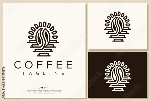 Minimalist coffee sun bean logo design