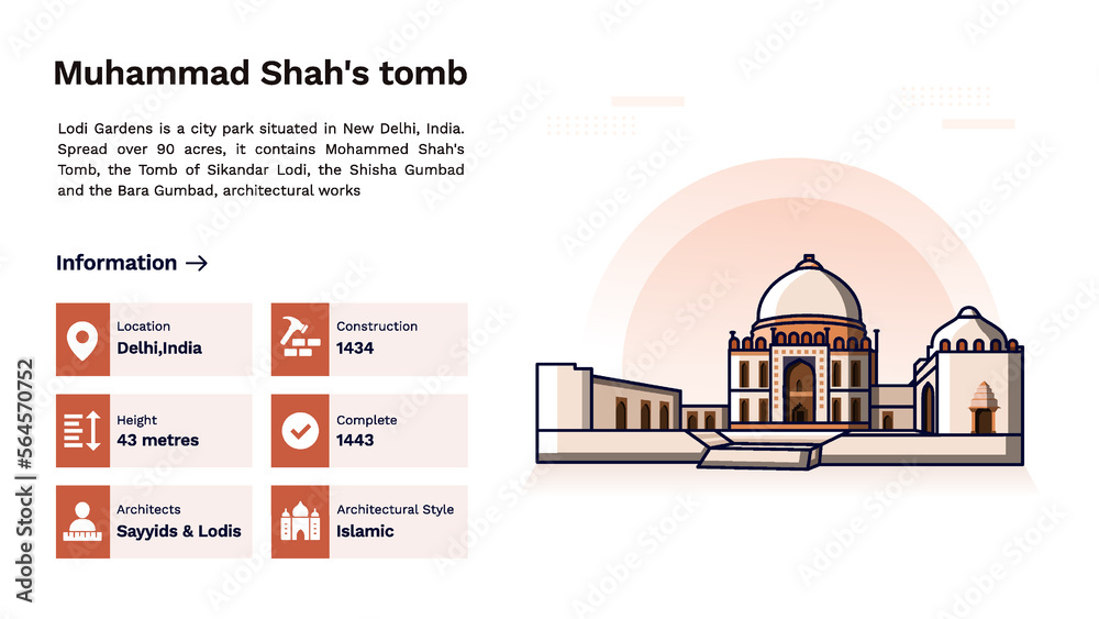 The Heritage of Muhammad Shah's Tomb Monumental Design Vector Illustration