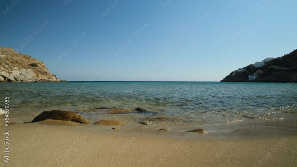 Panoramic view of the stunning turquoise beach of Kolitsani View in Ios Greece Panoramic view of the stunning turquoise beach of Kolitsani View in Ios Greece