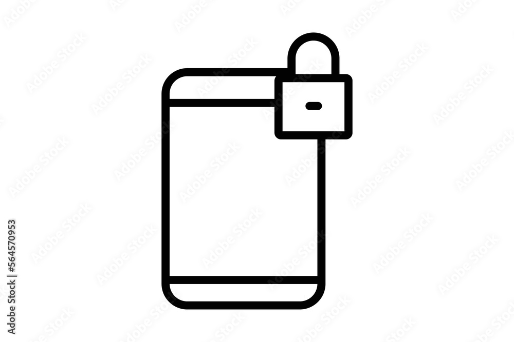 Secure system icon illustration. Mobile phone icon with padlock. icon related to Security. Line icon style. Simple vector design editable Secure system icon illustration. Mobile phone icon with padlock. icon related to Security. Line icon style. Simple vector design editable