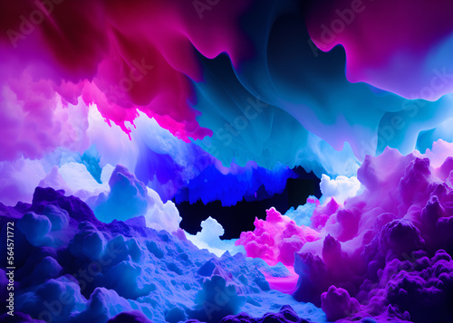 Abstract background with colorful fluid fog and foam waves. Generative Ai © Maksim Kostenko