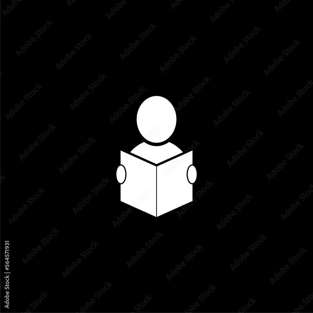 Man reading newspaper icon isolated on black background. Man reading newspaper icon isolated on black background.