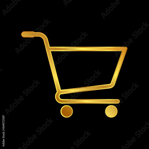 gold trolley, trolley icon vector logo template