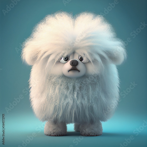 Fluffy cute caricature puppy dog, generative ai  © AI BLONDY