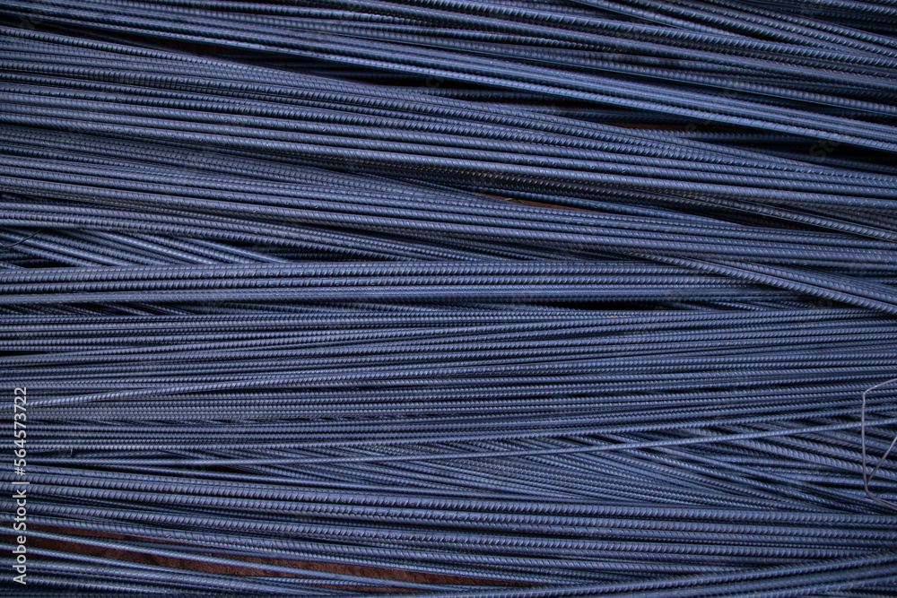 Pile of steel wire for construction work. Close-up.