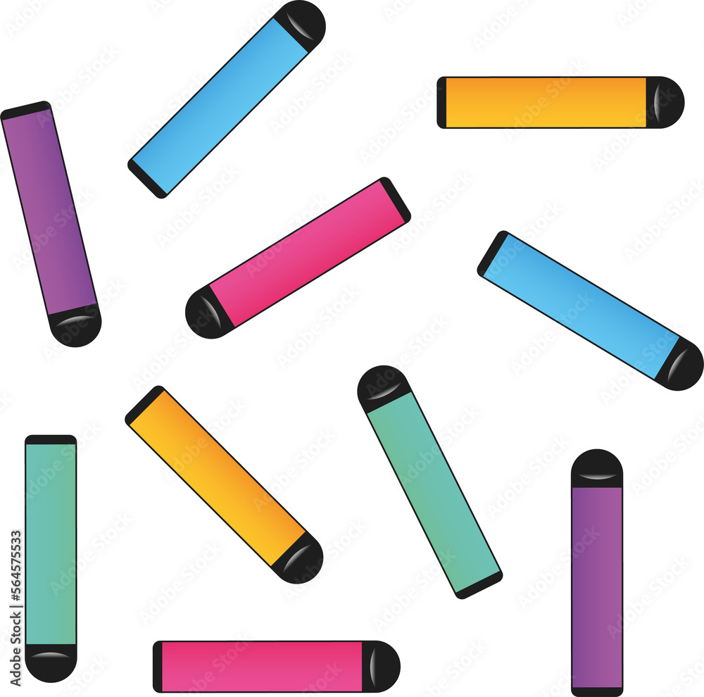 Colorful vape pattern. Electronic cigarettes and vape pattern. Illustration Colorful vape pattern. Electronic cigarettes and vape pattern. Illustration
