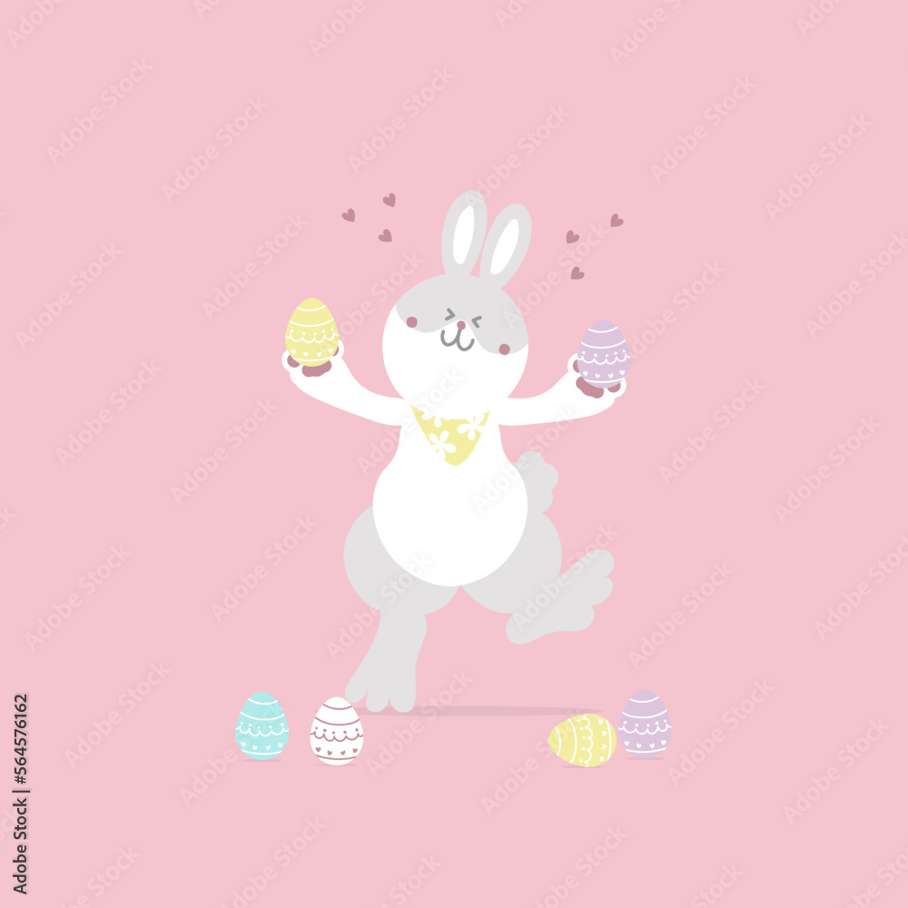 happy easter festival with animal pet bunny rabbit and egg, pastel color, flat vector illustration cartoon character happy easter festival with animal pet bunny rabbit and egg, pastel color, flat vector illustration cartoon character