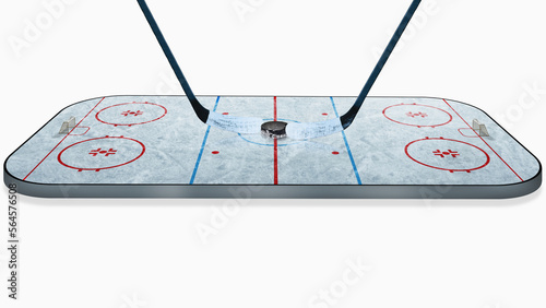 Photography Ice hockey players on the grand ice arena. 3D in cell phone form