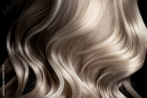 the long hair of a blonde woman  blond curls wig texture   generative ai photorealistic illustration