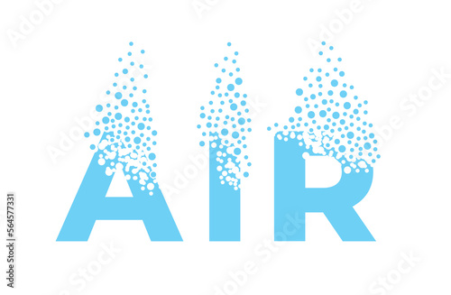 The word "Air" scatters into a cloud of bubbles.