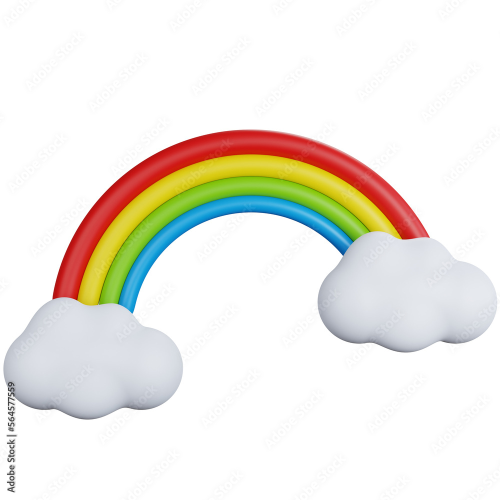 3d rendering rainbow with two clouds isolated 3d rendering rainbow with two clouds isolated