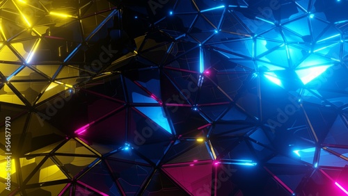 Abstract low-poly triangular polygonal mosaic render background for prints, web and presentations